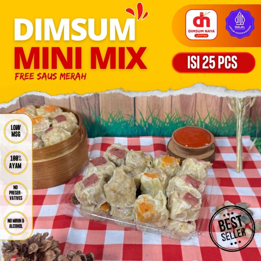 

NEW!! Kemasan Twinwal Dimsum Mini isi 25 pcs Toping WortelSosis Smokedbeef Terlaris Free Saus Merah