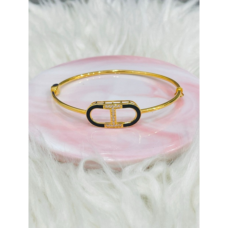 gelang bangel variasi hitam putih permata AD emas asli kadar 700