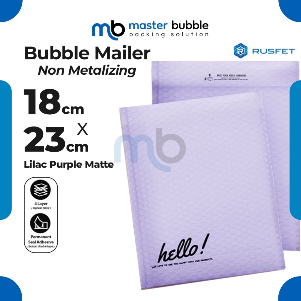 Amplop Envelope Bubble Mailer Lilac Ungu 18 x 23 cm / Security Bag Mailer Rusfet Harga Ecer Satuan