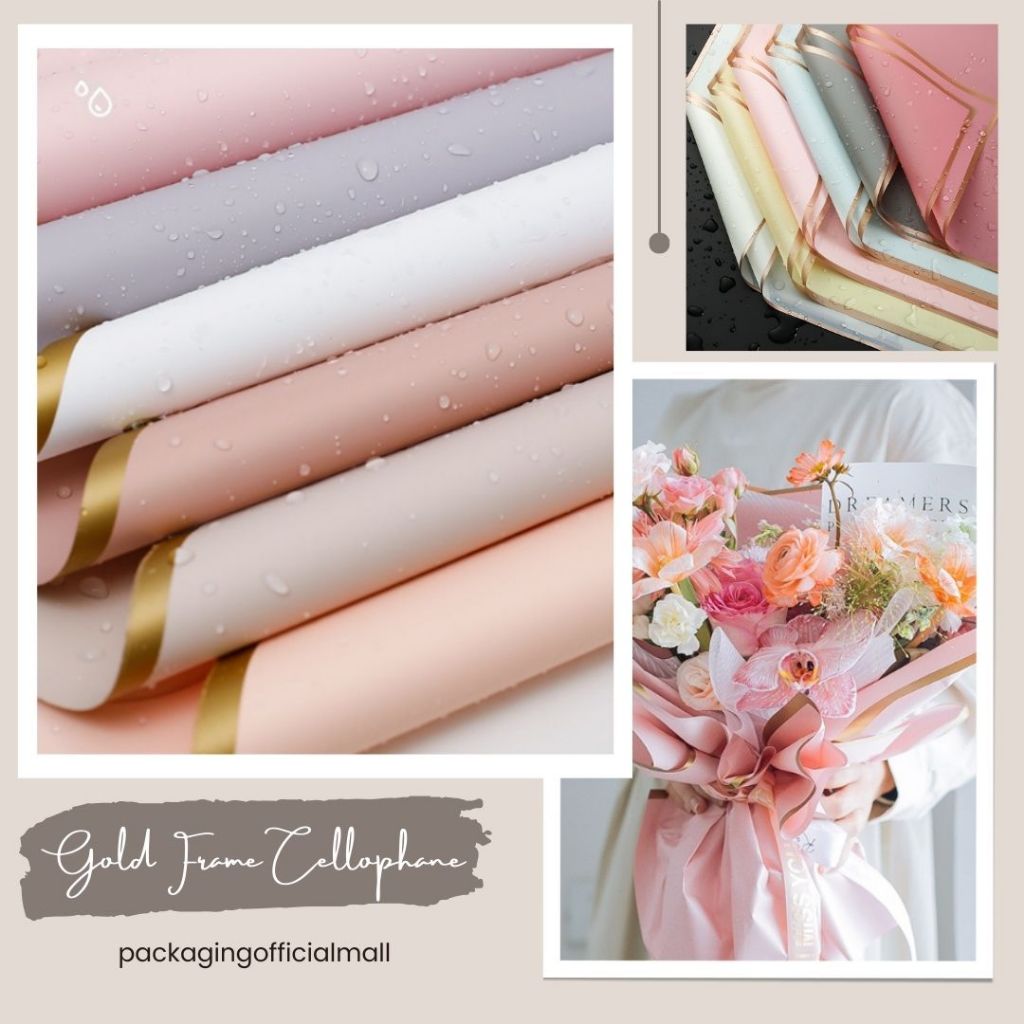 

GOLD FRAME CELLOPHANE / FLORIST PAPER / KERTAS BUKET BUNGA / WRAPPING WRAPPER