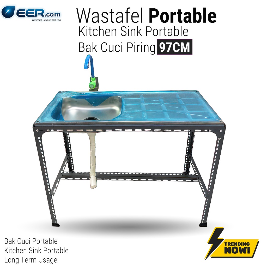 Wastafel Bak Cuci Piring Sink Portable 97cm Stainless Steel Full Set