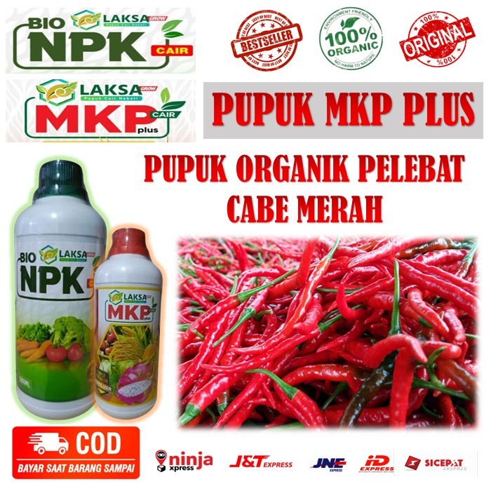 (PROMO) PAKET 2 BOTOL obat pelebat Cabe merah terbaik - BIO NPK + BIO MPK LAKSA GROW pupuk organik m