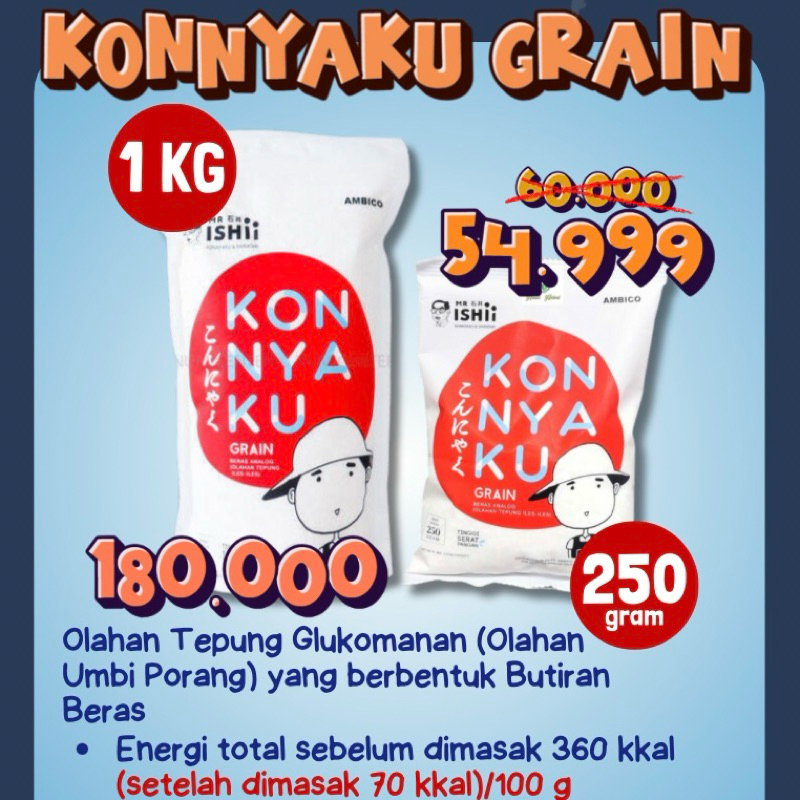 

DISTRIBUTOR MR ISHII Konyaku Grain/Beras Shirataki 1 kg + 250 gram