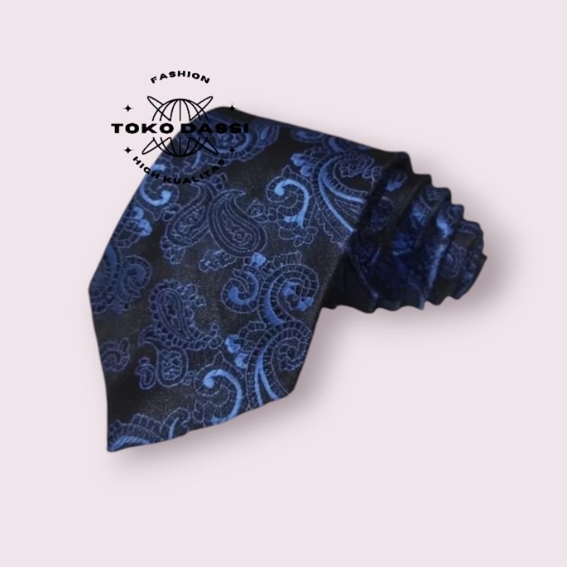 dasi panjang pria motif batik biru Dongker