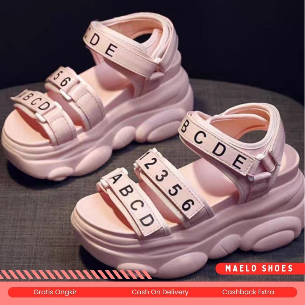 MAELLO SHOES - SANDAL WEDGES WANITA KOMBINASI ALVABET BAHAN SINTETIS CK 525
