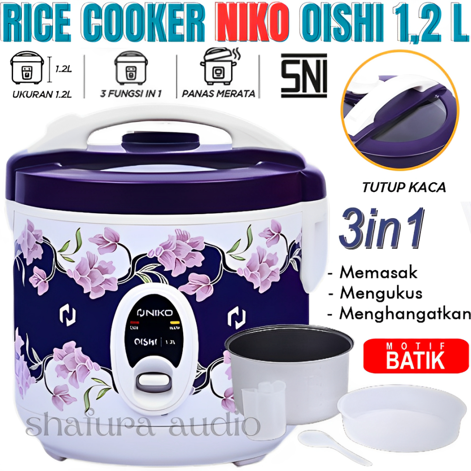 Magic Com Rice Cooker Niko Oishi Batik 1.2 Liter | Mejikom Murah Mejikom 1 Liter Kecil | Magic Com N