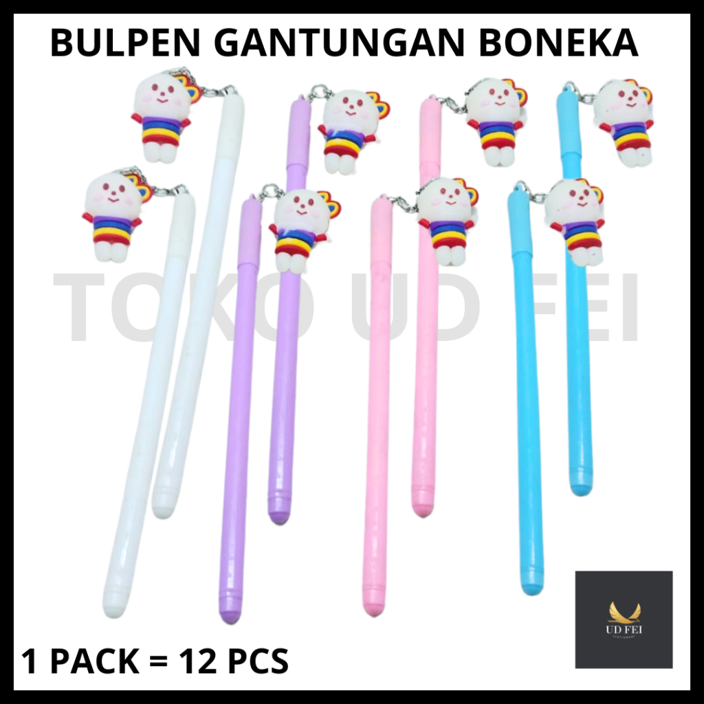 

(1 PACK = ISI 12 PCS) Bulpen Gantungan Fancy / Bulpen Fancy / Bulpen Gel/ Pen Gel Karakter/ Pen gel Lucu/ Bulpen Gantungan BONEKA