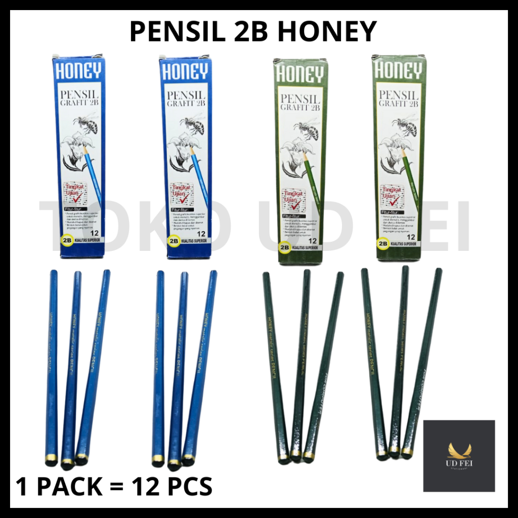 

(1 PACK = 12 PCS) Pensil 2B Honey/ Pensil 2B murah/ Pensil Honey/ Pensil Honey Hijau/ Pensil honey Biru