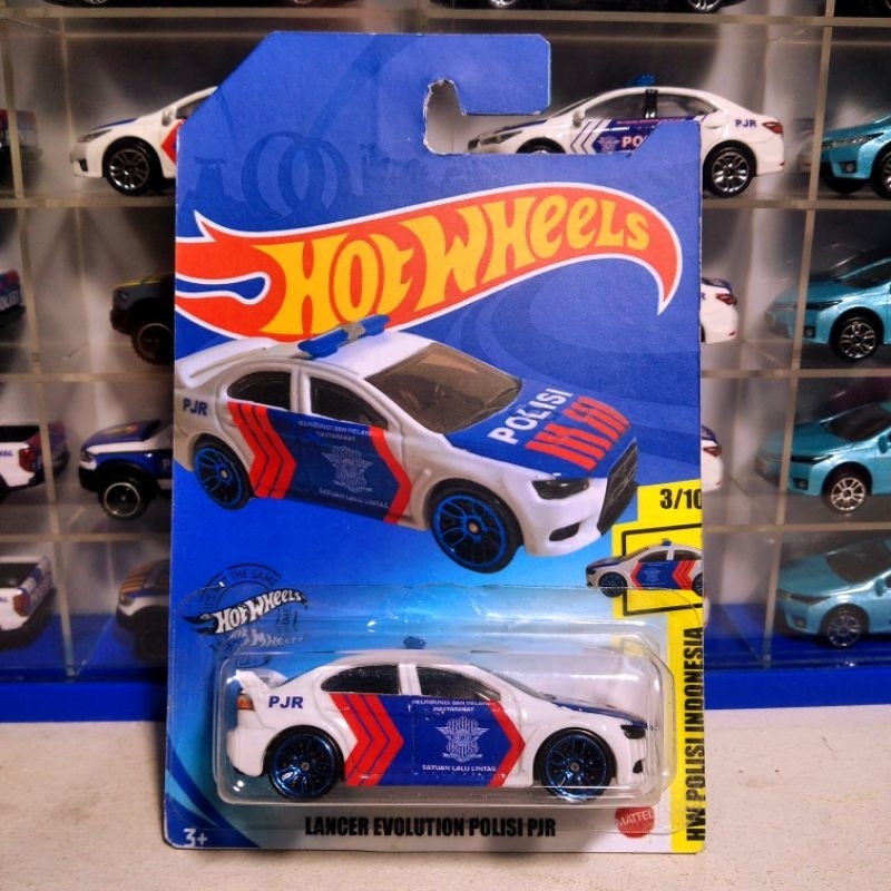 DIECAST SKALA 1:64 HOTWHEELS MITSUBISHI LANCER EVOLUTION X CUSTOM POLISI INDONESIA PJR