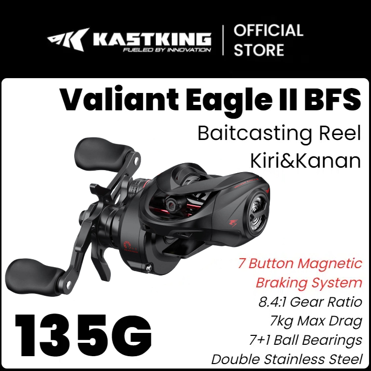 [OFFICIAL] KastKing Valiant Eagle II BFS Baitcasting Reel Pancing Drag Clicker Bait Finesse System, 