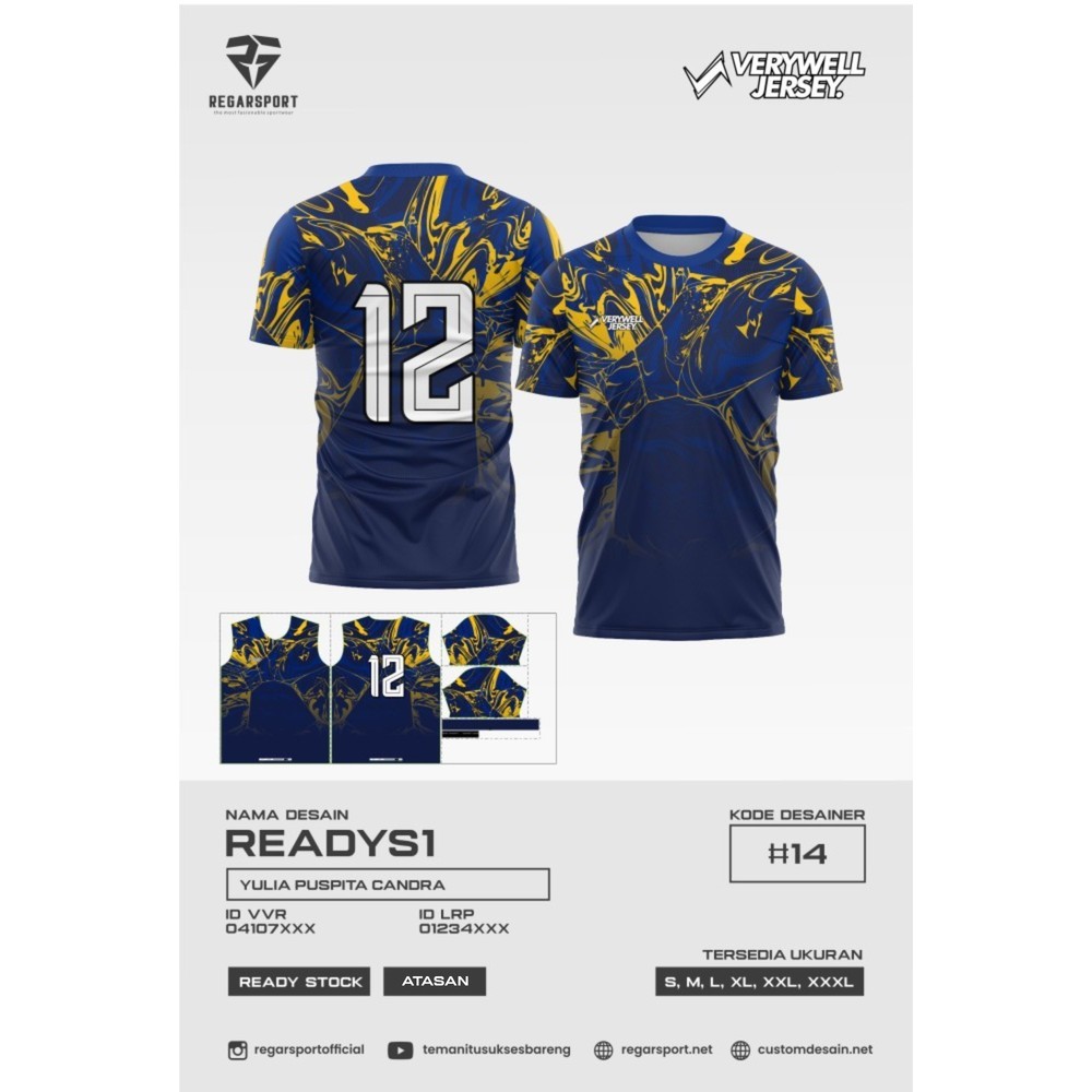 Jersey atasan lengan pendek verywell, sepak bola