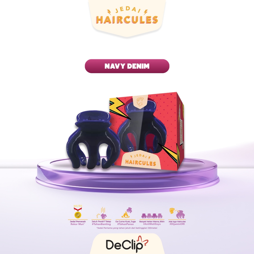 Jedai Haircules Declip Original Gigi 3 ukuran 5cm Warna Navy