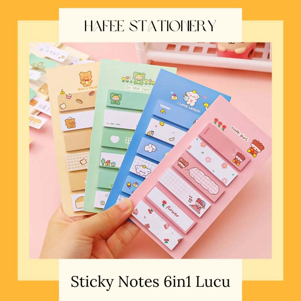 

YSM Sticky Notes Lucu 6 in 1 Tempelan Kertas Catatan 120 Lembar Notes Kertas Tempel Karakter (dapat kirim instant bandung)