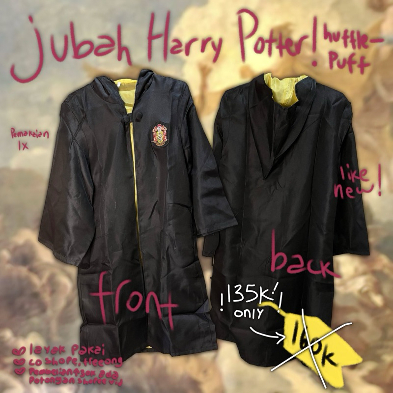 ㅤ ೀ Kostum Cosplay  ͏.ᐟ Jubah Harry Potter preloved asrama Hufflepuff  ˳♡
