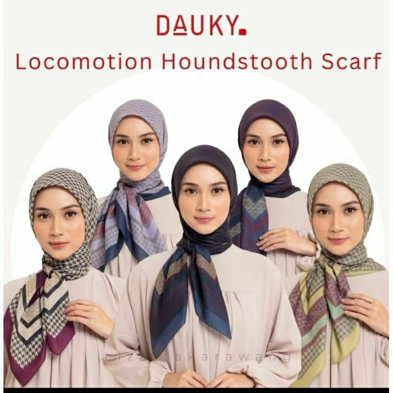 DAUKY HIJAB LOCOMOTION HOUNDSTOOTH SCRAFT TERBARU HIJAB MOTIF SEGI EMPAT