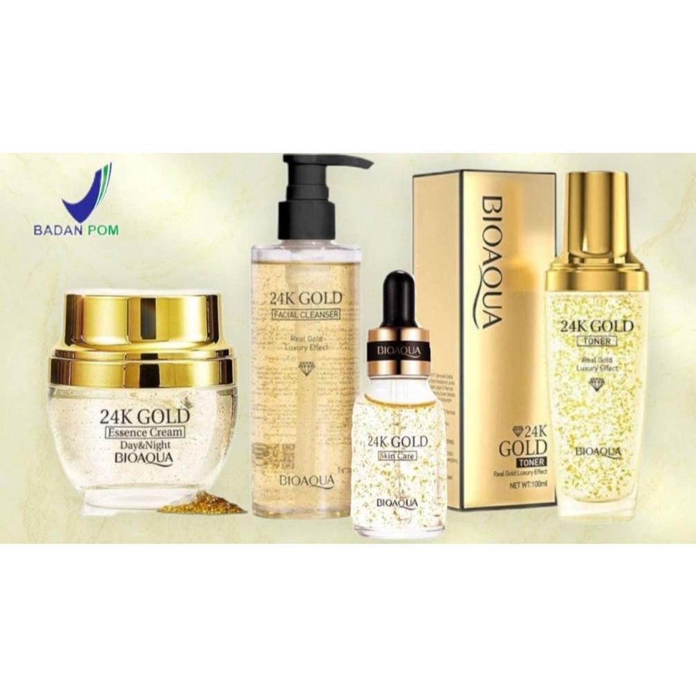 BIOAQUA 24k Facial Kit - BA Essence, BA Serum, BA Toner & BA Cleaner