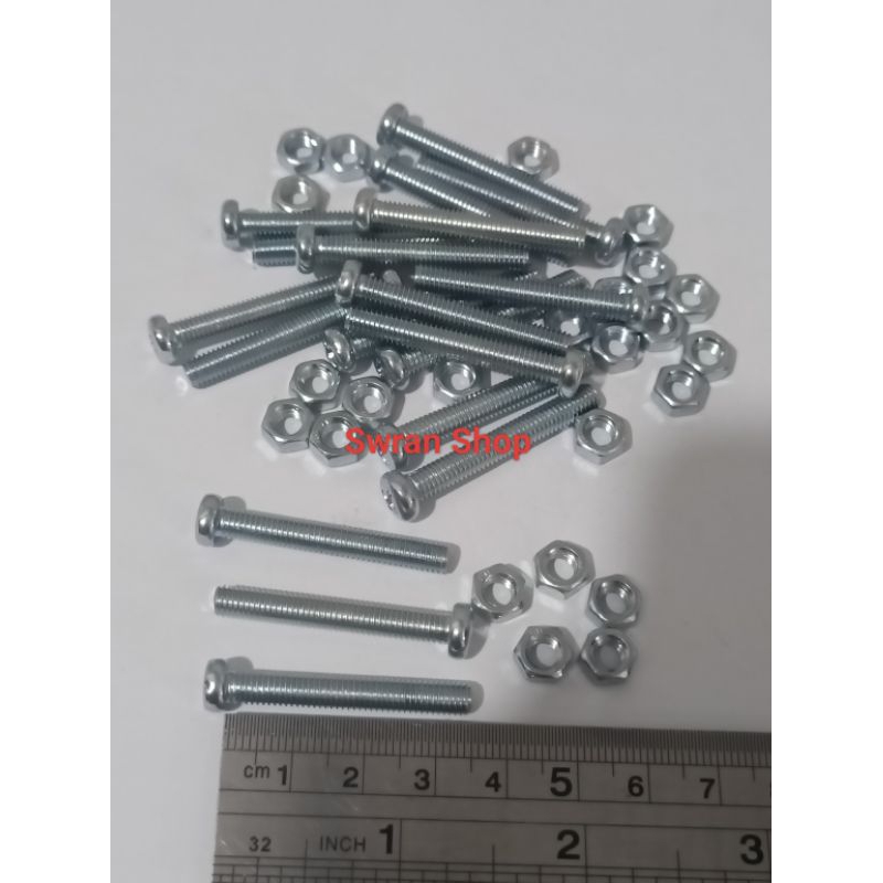 Baut 8/5mm Obeng 5 x 3.5cm + Mur (Paket 50pcs)