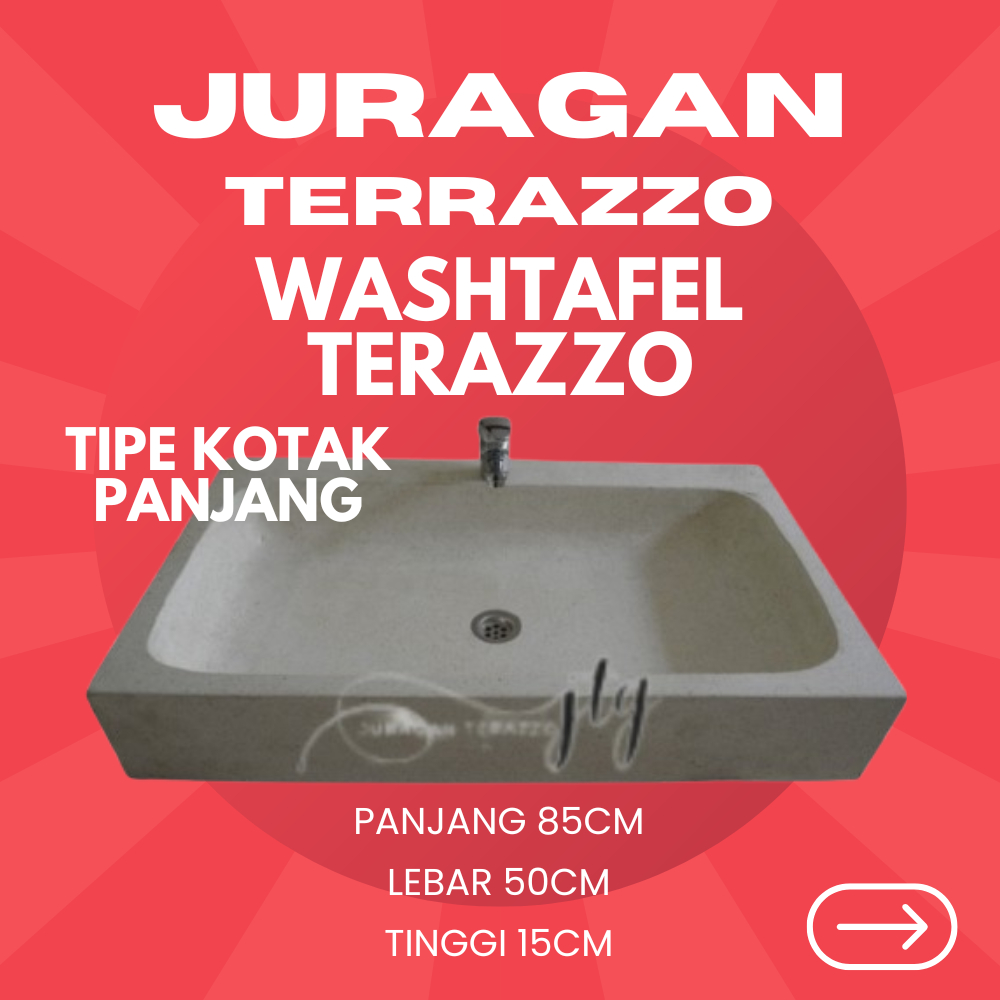 JURAGAN_TERAZZO - WASTAFEL TERASO TIPE KOTAK PANJANG | MARMER MINIMALIS KOTAK WASTAFEL CUCI TANGAN