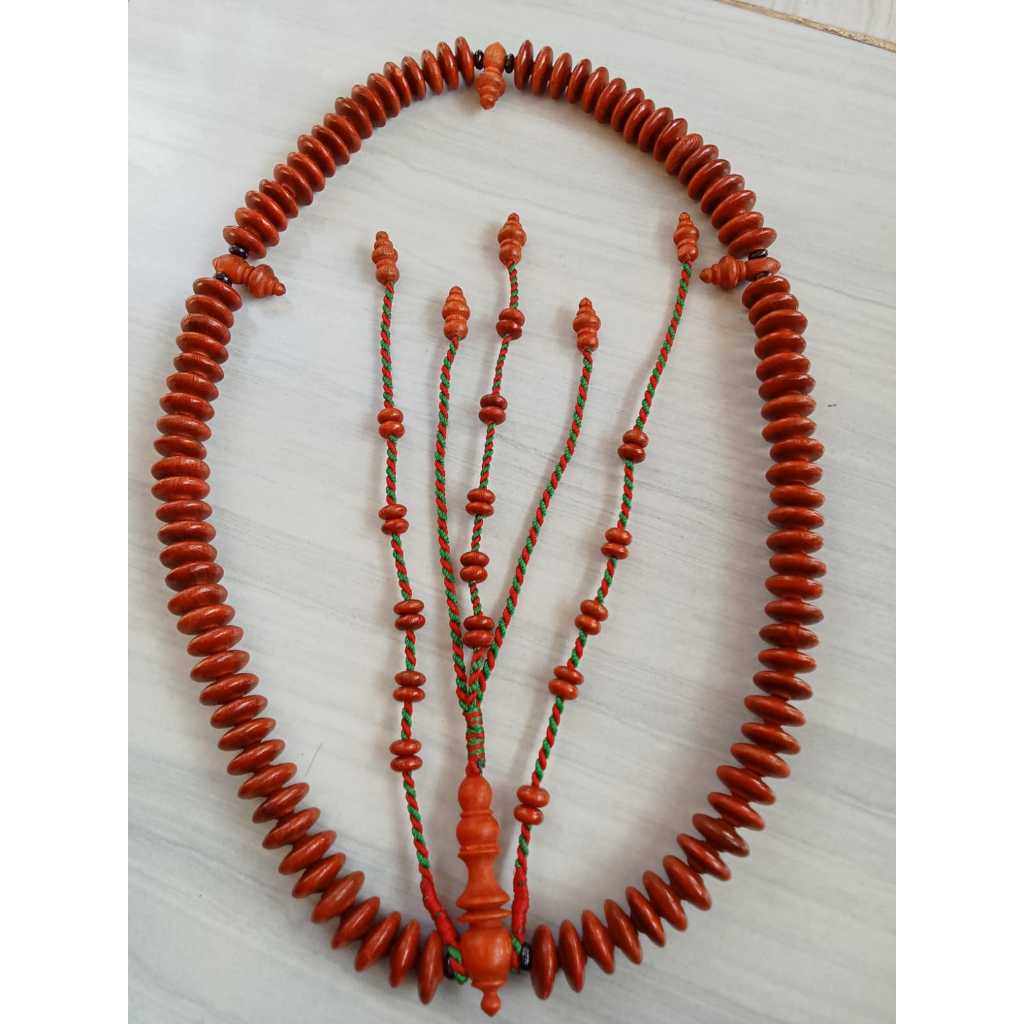 tasbih kayu galih secang 100 butir pipih 16 mm setting syadzili 3 sekat pembatas | tasbih teras sanc