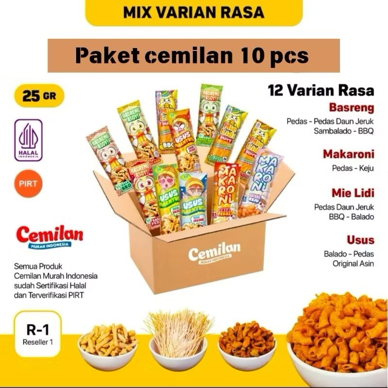 

Paket Usaha Cemilan Murah Indonesia Mix 10pcs Bebas Pilih Rasa Cemilan Viral Halal