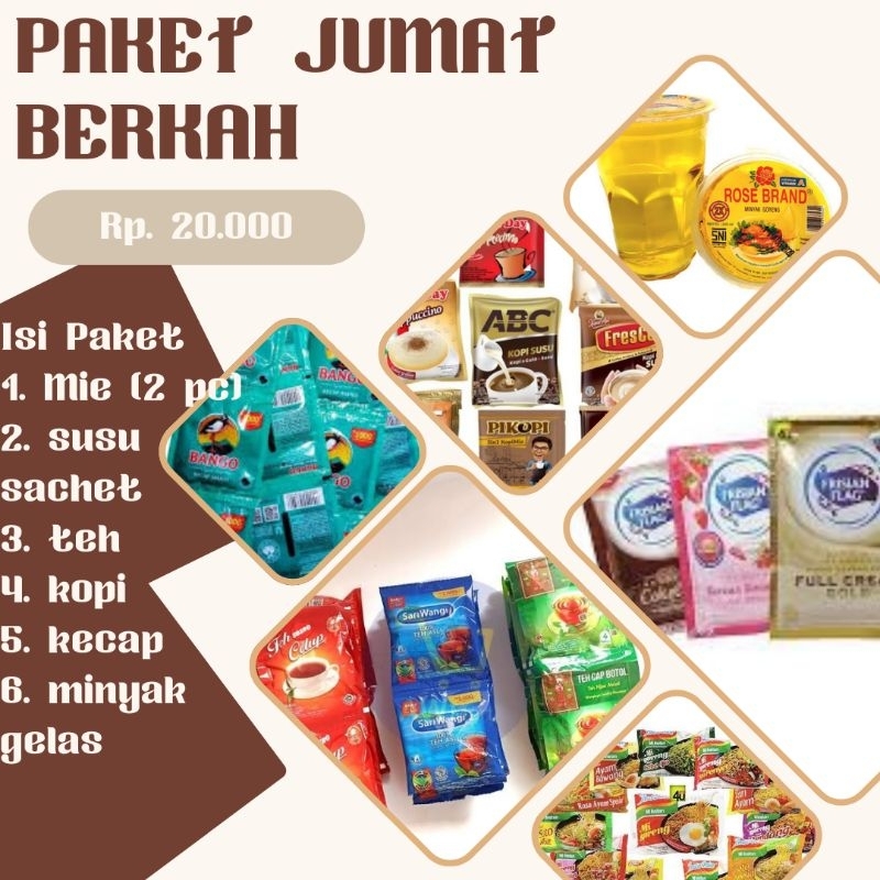 

PAKET JUMAT BERKAH || PAKET SEMBAKO || PAKET 20.000 AN || PAKET TASYUKURAN