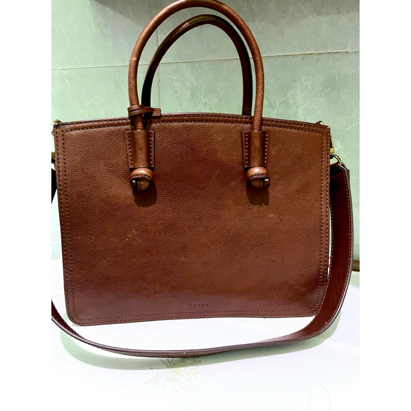 Preloved Fossil Skyler Satchel Brown