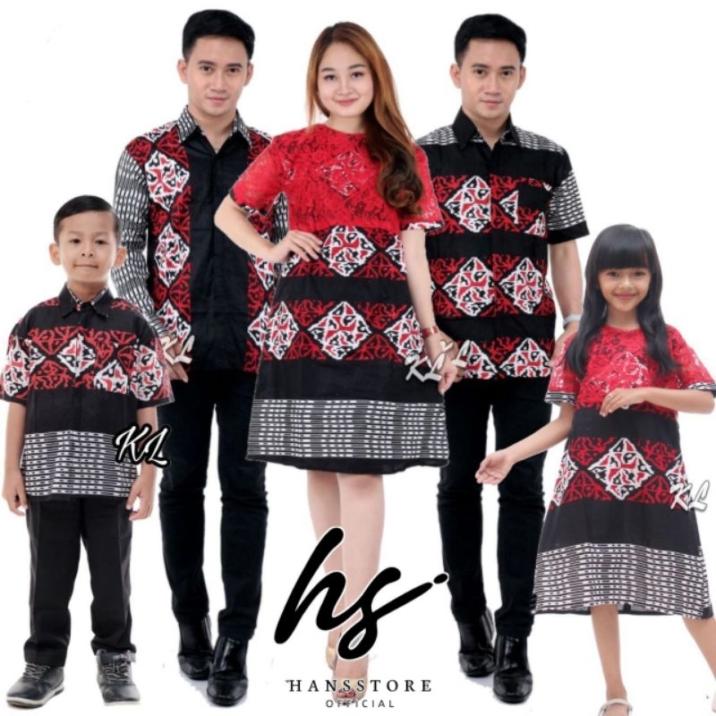 Baju Couple Dress Brokat Keluarga Pria dan Wanita Modern Batik Couple Keluarga Dress Natal Motif KOT