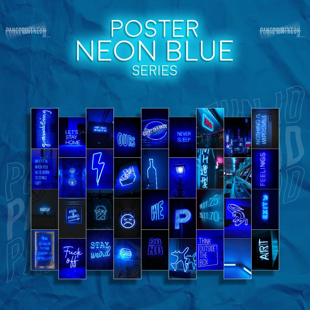 Poster Dinding Aesthetic Blue Neon Series Wallpaper Dekorasi Hiasan Pajangan Dinding Kamar UK A4 A3+