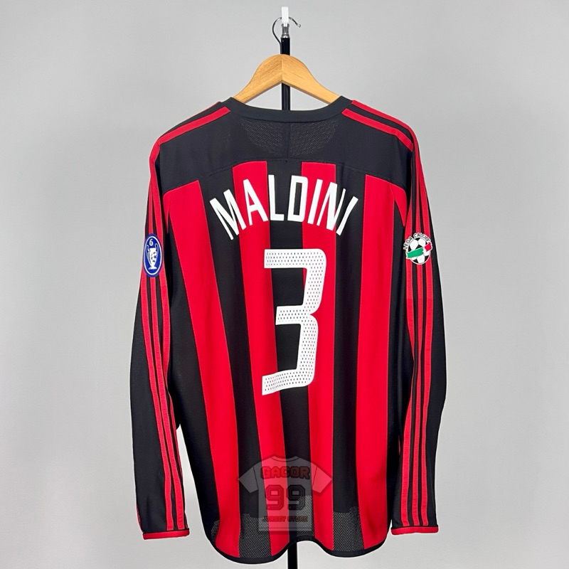 AC Milan 2003-2004 Home Jersey Original - Player Issue - Long Sleeve - NNS Maldini 3 (Remake) + Lega
