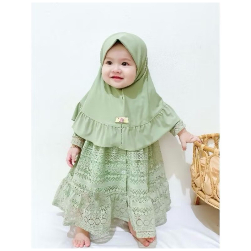Gamis set hijab anak malika dress Gamis kondangan