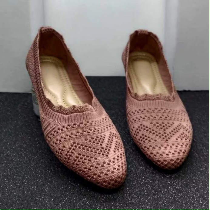 Sepatu Flat Wanita Rajut Import / sepatu sandal balet import keret tengah /spatu balet wanita