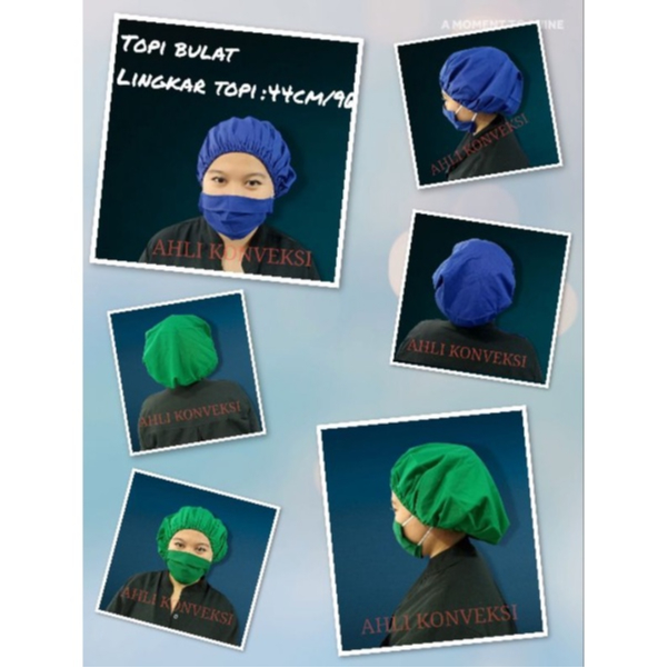 Topi kain / Tutup Kepala Karet / Hair net kain / Nurse Cap