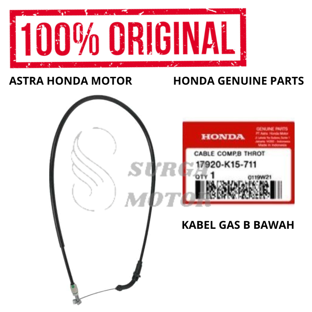 Kabel Gas Bawah CB150R StreetFire K15P Original Honda AHM 17920-K15-711 Cable Comp B Throttle CB 150