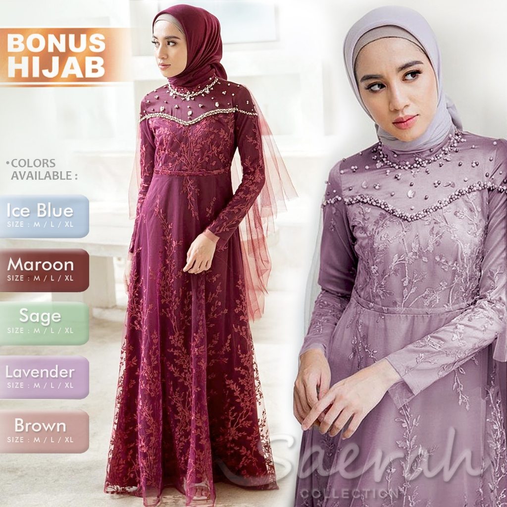 TERBARU Namira Dress Brokat Gamis Wanita Kekinian Mewah Elegan Baju Pesta Kondangan Lamaran Wisuda