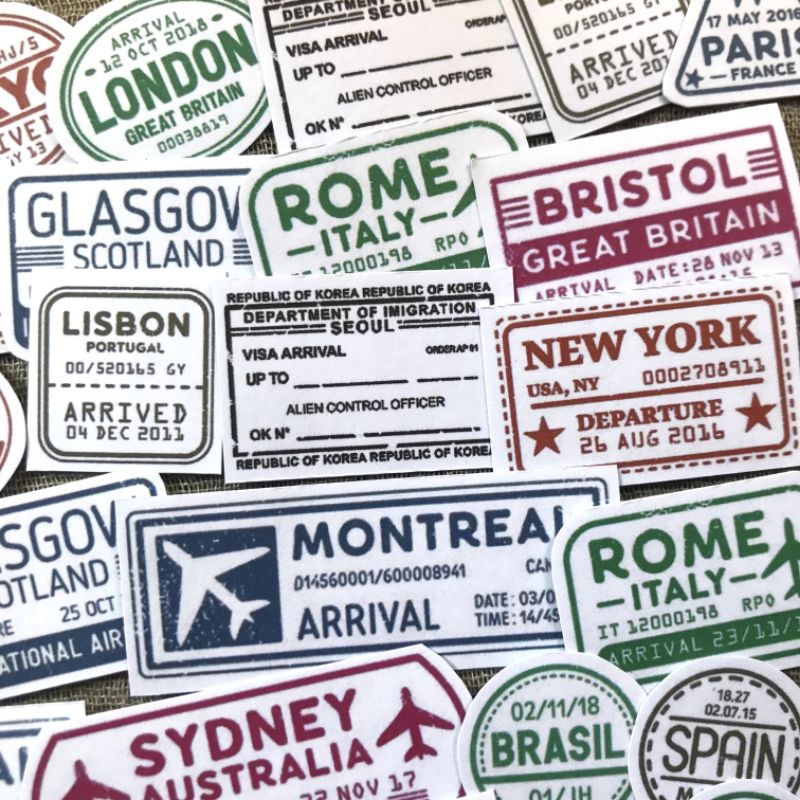 

<visa stamp> sticker deco, sticker stempel, stamp, stamp sticker, visa stamp, bahan jurnal, journaling kit, scrapbook,jurnaling