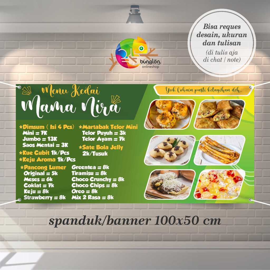 Cetak Spanduk Banner Menu Kedai