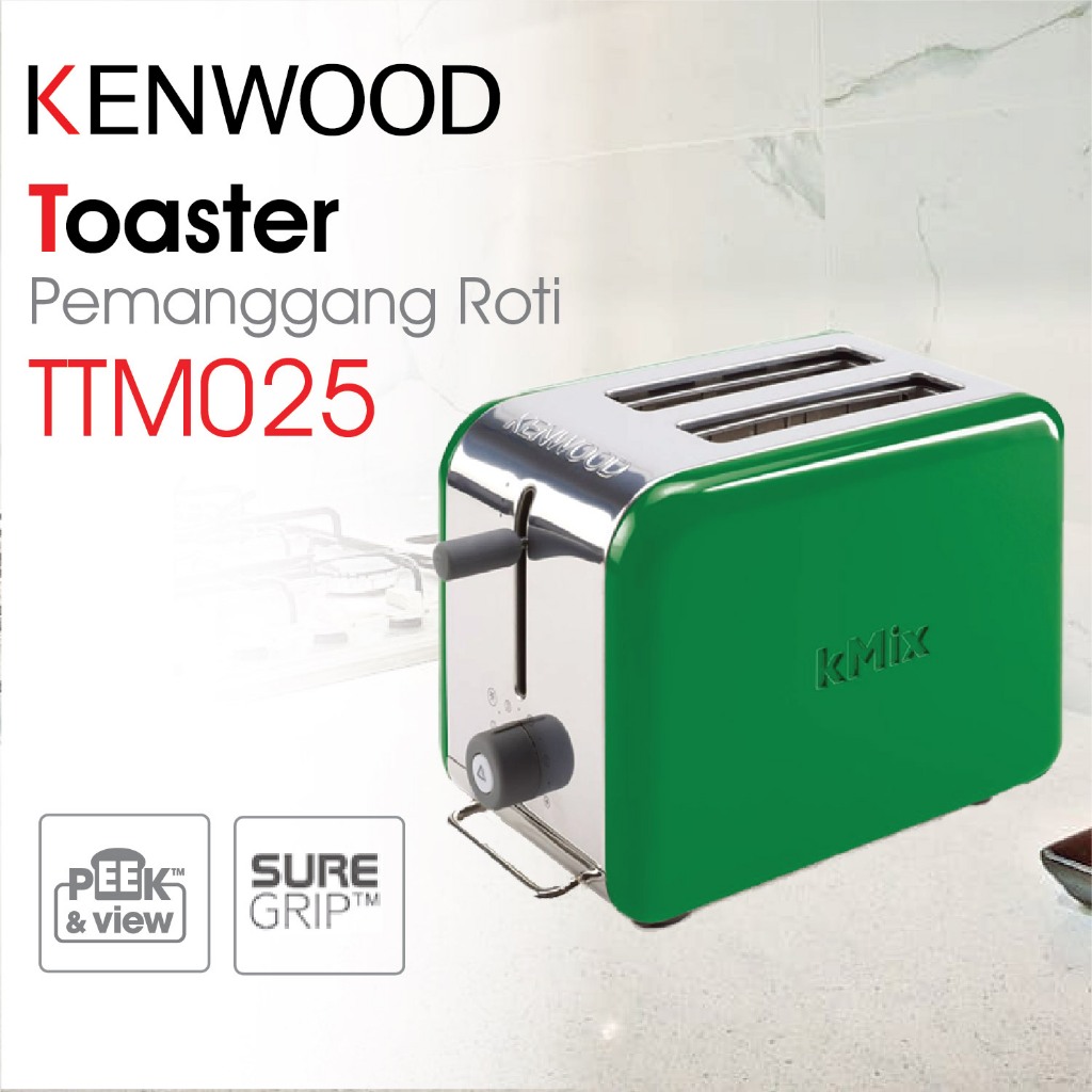 Kenwood TTM025 kMix Toaster 2 Slice Stainless Steel - Hitam, Hijau, Putih