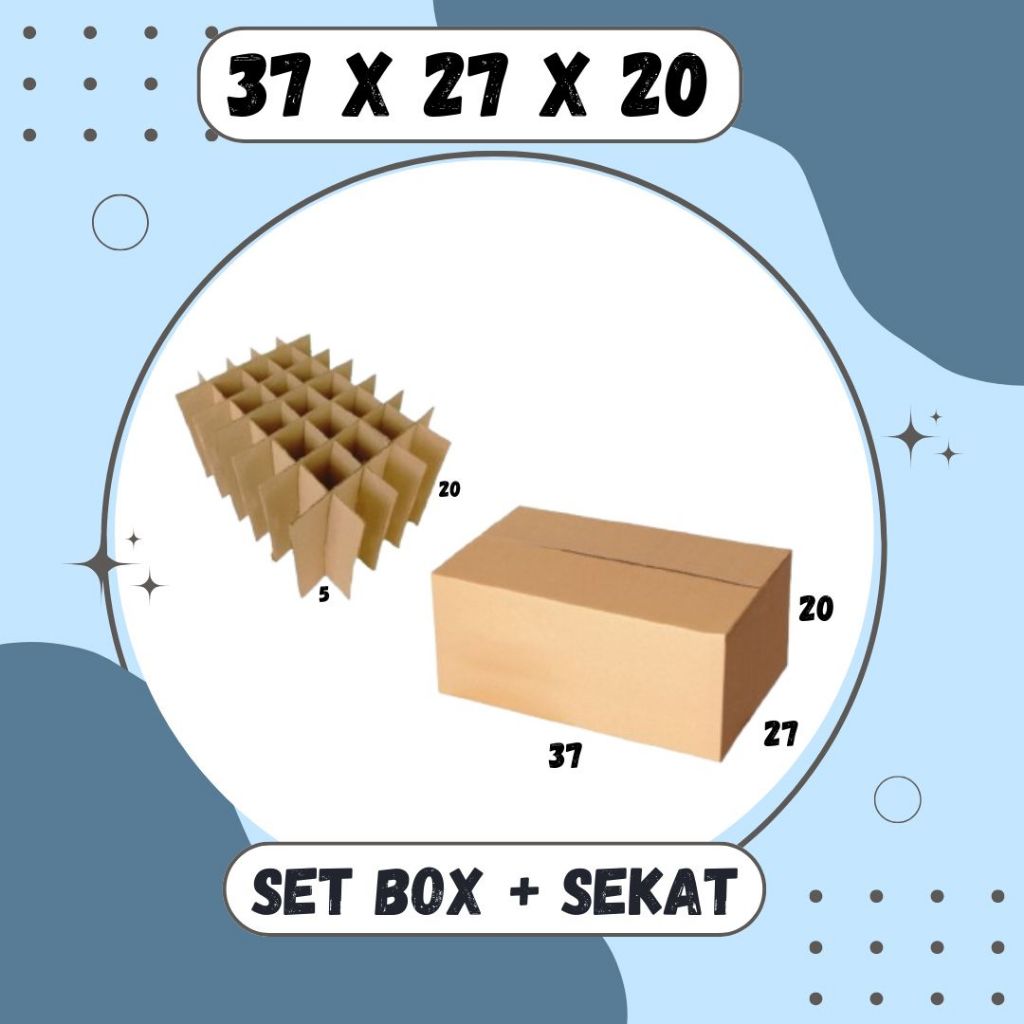 

Set Box 37x27x20 + Sekat 35 @5x5x20 Box Dus Packing Kotak Kardus Kemasan Karton