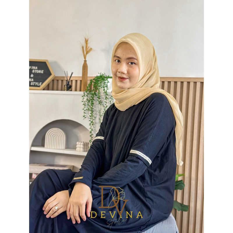 Kaftan kaos polos gamis hitam kaos dress hitam kaos