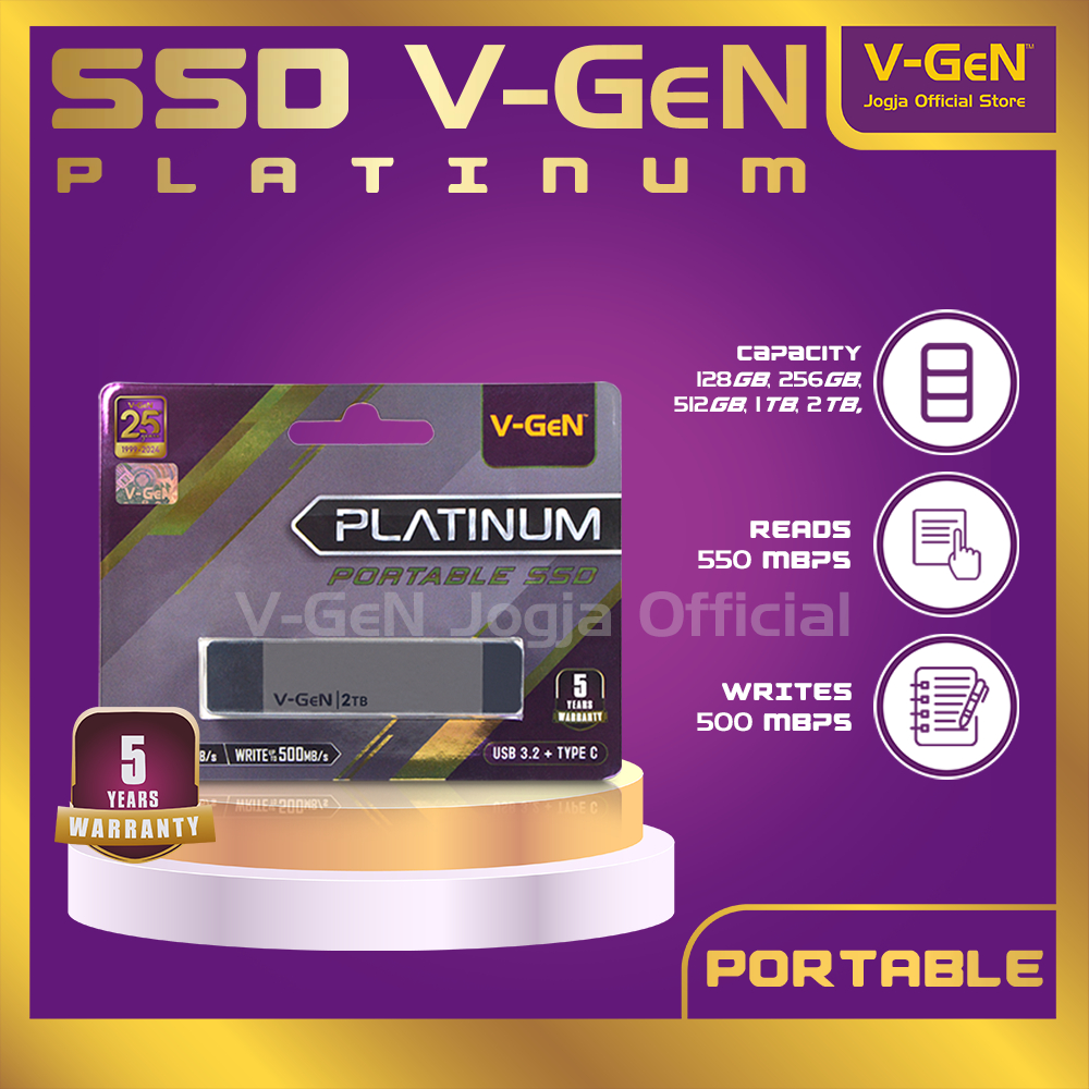 SSD Portable V-GeN Platinum SSD External 128GB, 256GB, 512GB, 1TB