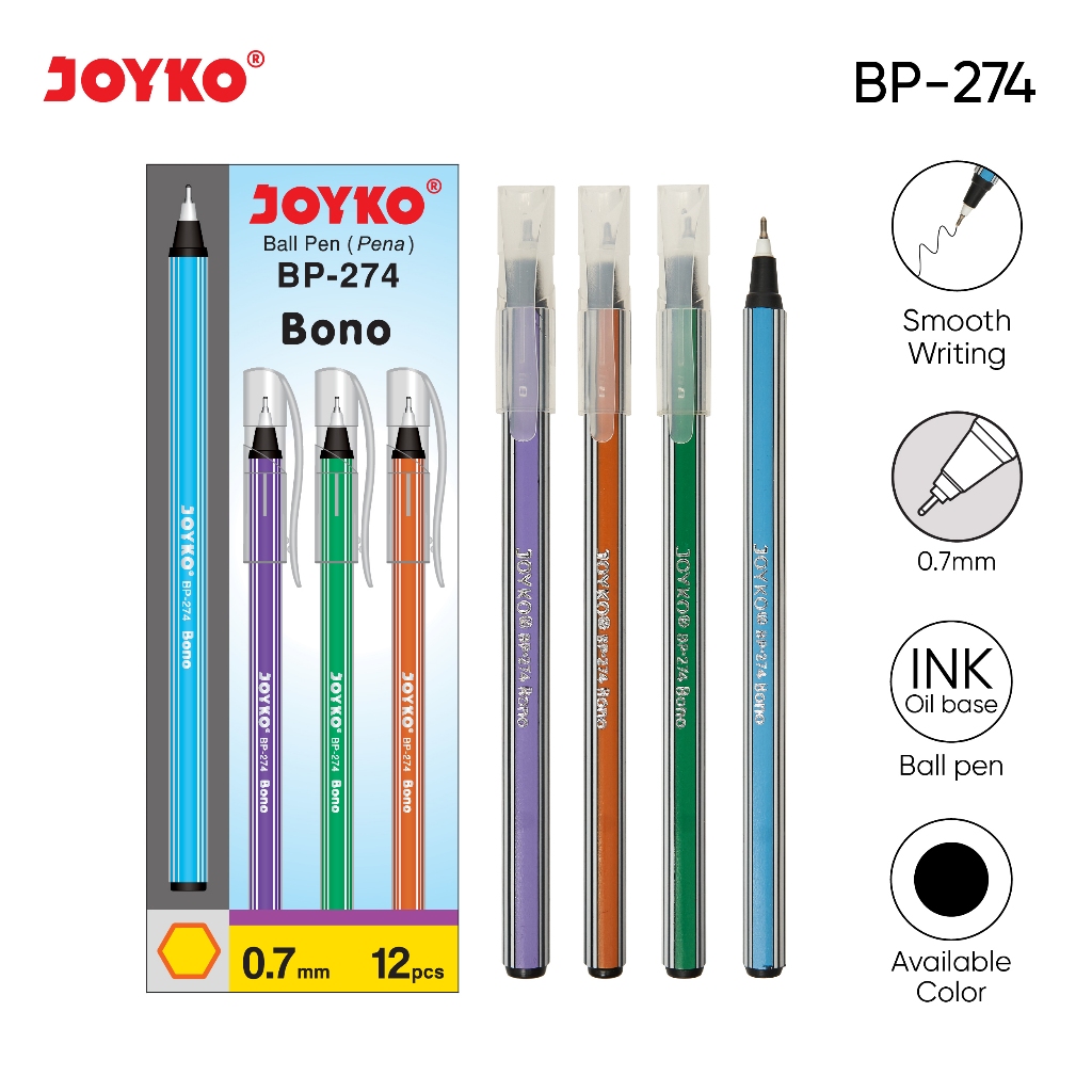 

Ball Pen Pulpen Pena Joyko BP-274 Bono 0.7 mm 1 Box 12 Pcs