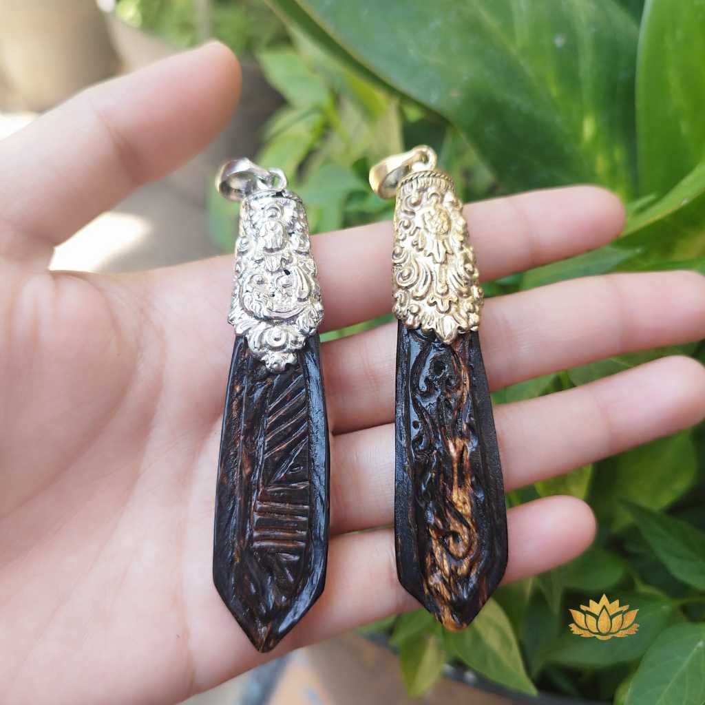 Kalung Akar Bahar Hitam Ukir Alpaka