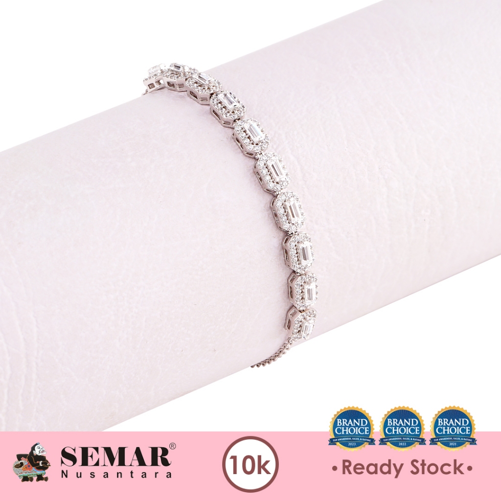 Gelang Emas Elena Crysta Square White Gold 10K Semar Nusantara
