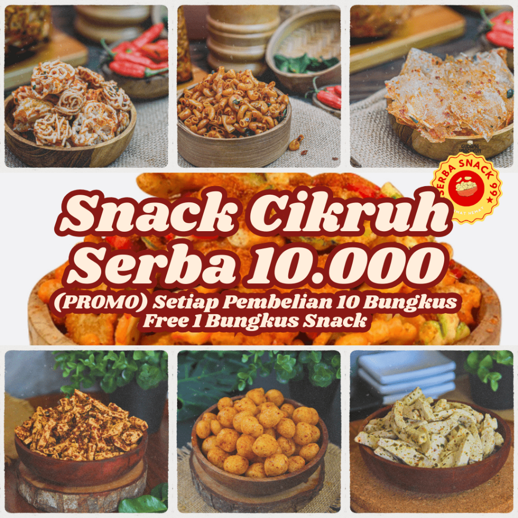 

Serbu Serba Snack Cikruh 55 10.000 Gratis Snack/Jajanan Khas Bandung Cikruh Pedas Asin Gurih/Basreng Stik/Basreng Koin/Kerupuk Seblak/Makaroni