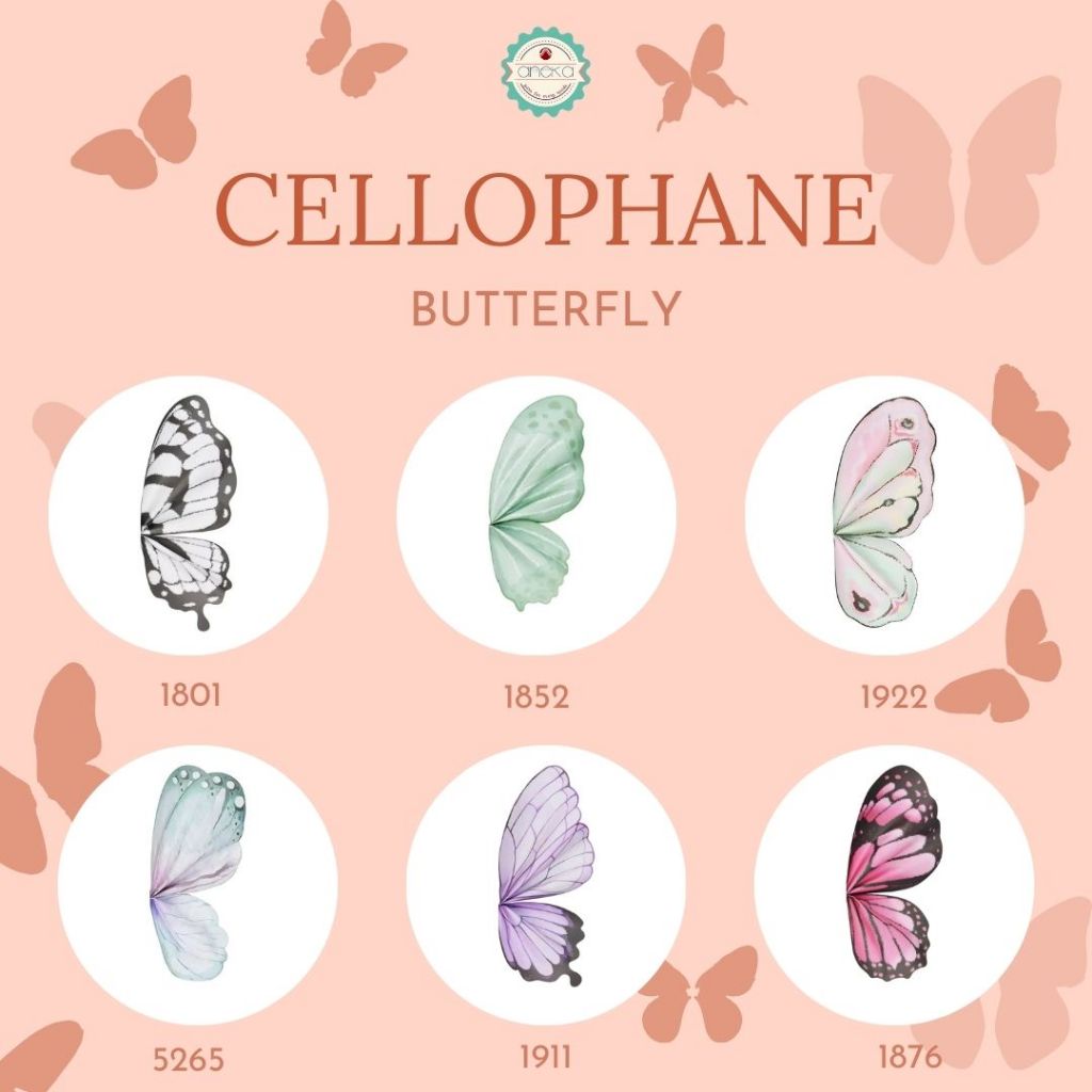 

ANEKA - [ 1 SET ] Kertas Cellophane Buket Bunga [ Butterfly ] Flower Wrapping Paper Celophane