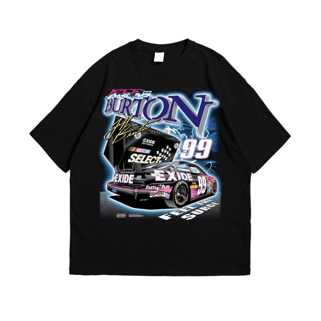 Kaos Vintage Pria Nascar Hitam Premium Original 100% Jeff Burton Fabio