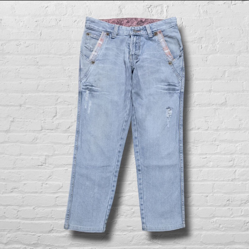 Celana Panjang Longpants Jeans M4B Y2k Light Blue Washed Fading Slim Original Second Preloved #CJ593