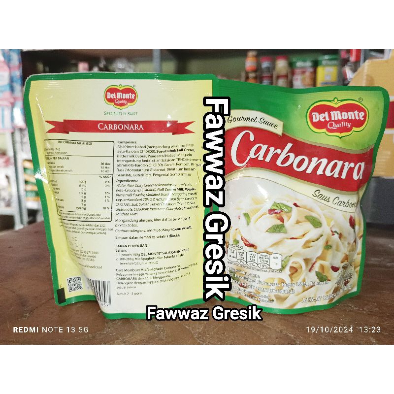 

Saus Carbonara Gourmet Sauce Delmonte 180gr Original / Del Monte Saus Carbonara Gourmet Sauce 180 gram