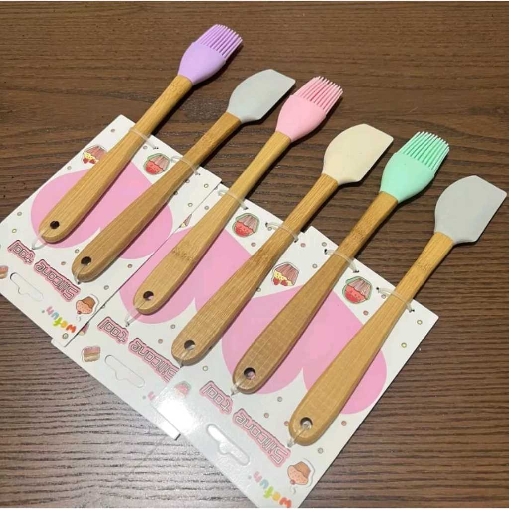 Kuas dan Spatula Silikon Mini Set Pasrty Brush Silicone Baking Grill BBQ Set Sutil