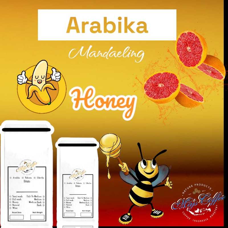 

biji kopi roasted arabika spesialty mandaeling HONEY 200g
